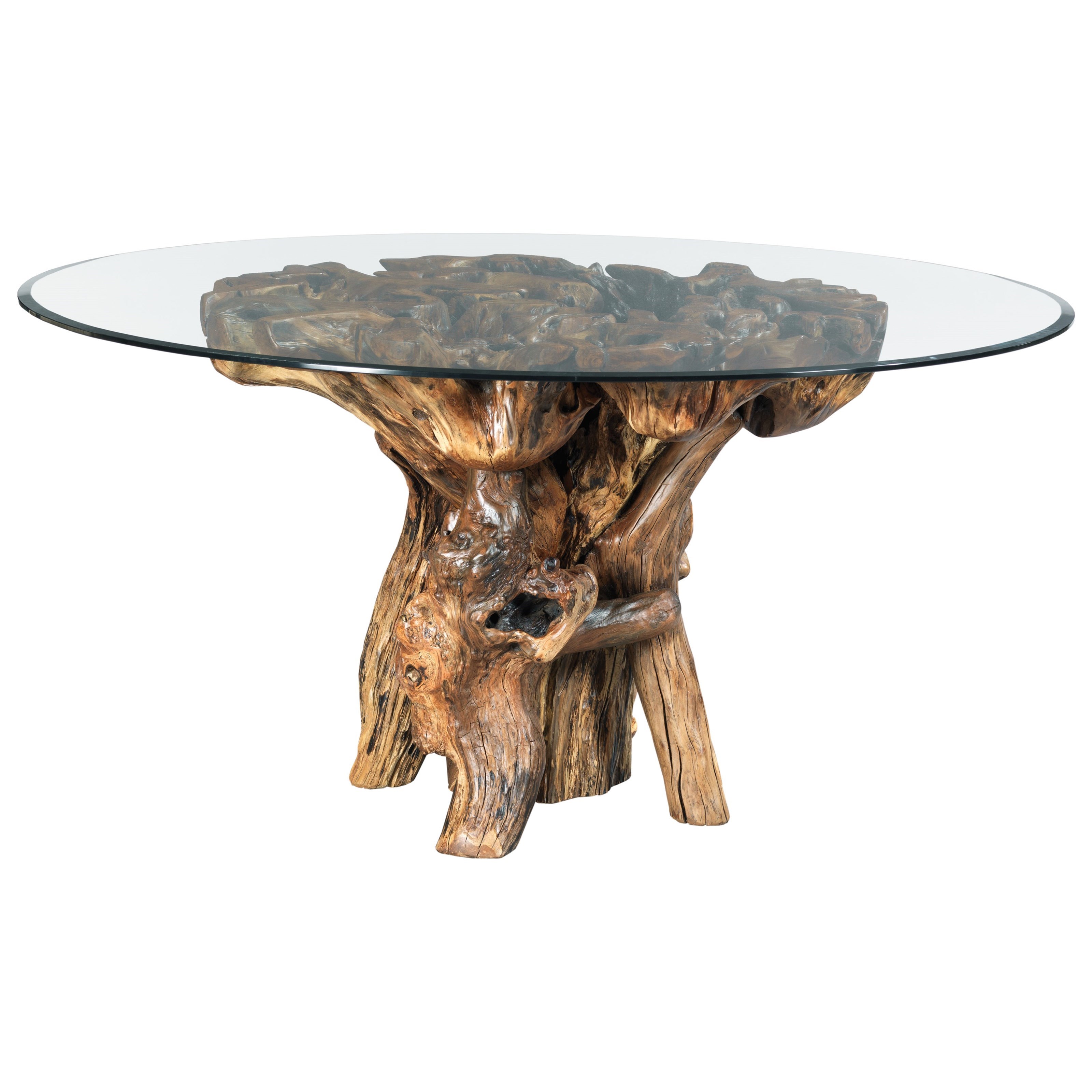 Hammary Hidden Treasures Rustic Root Ball Dining Table with Tempered